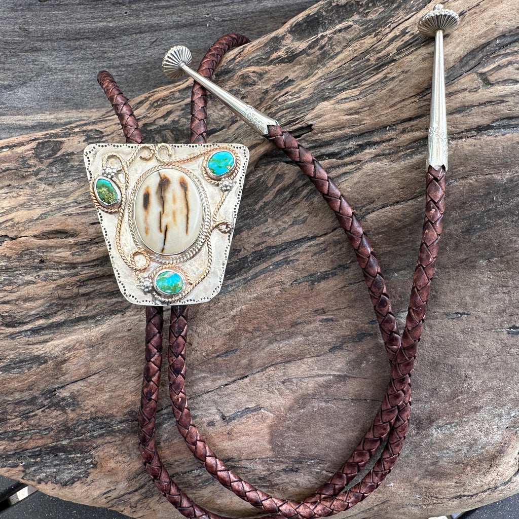 Mammoth Ivory and Sonoran Mountain Turquoise Bolo