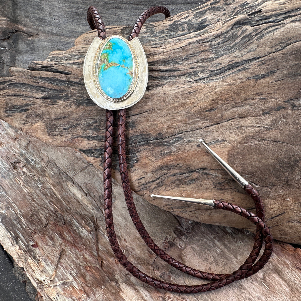 Sterling Silver and  Sonoran Mountain Turquoise Horseshoe Bolo