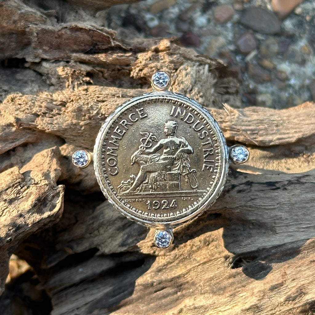 Sterling Silver French Franc Coin Ring