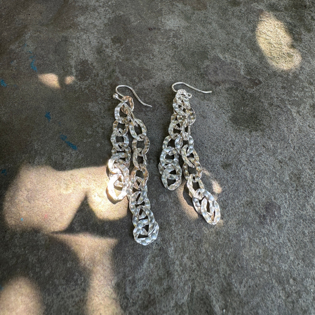 Sterling Silver Hammered Link Earrings