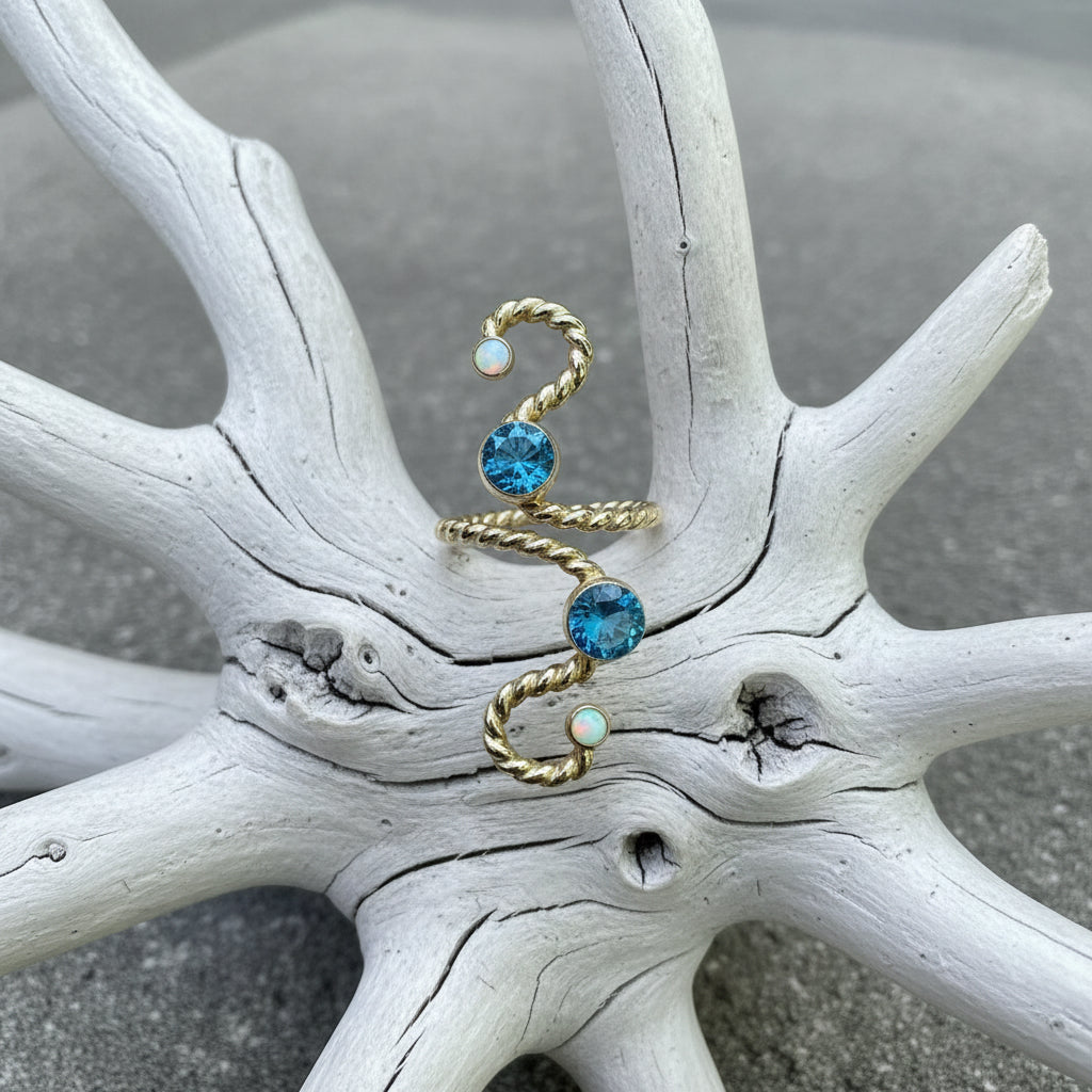 14K GF Blue Topaz and Opal Dream Ring