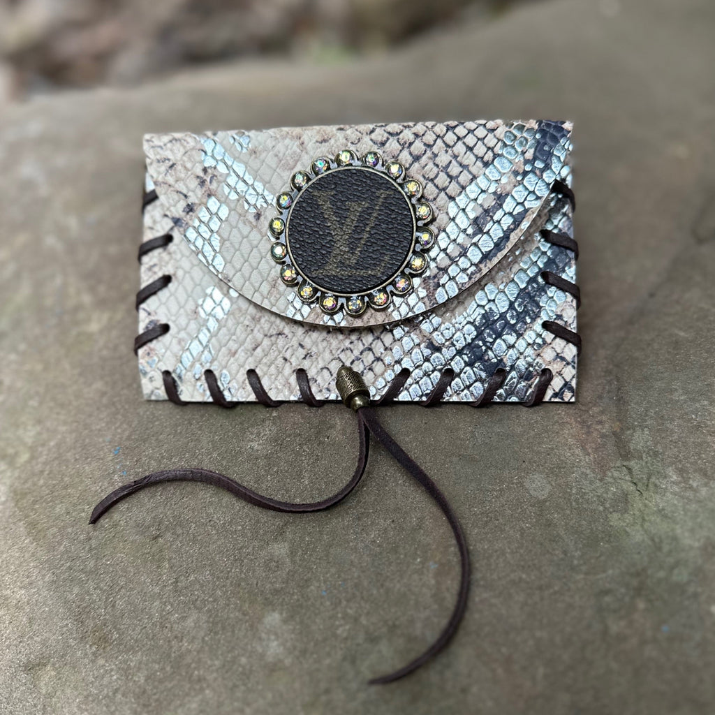 Snake Embossed Leather Wallet