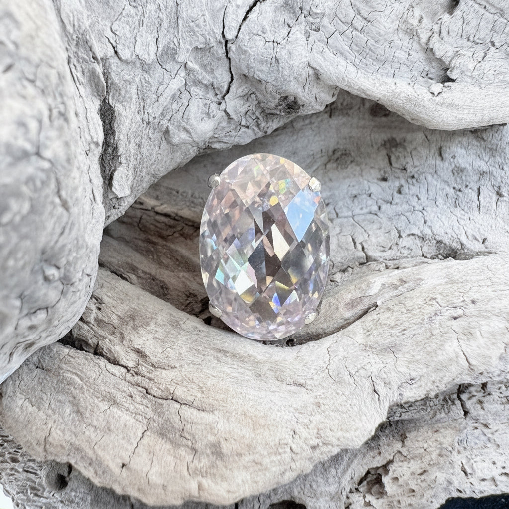 Oval CZ and Sterling Silver Ring