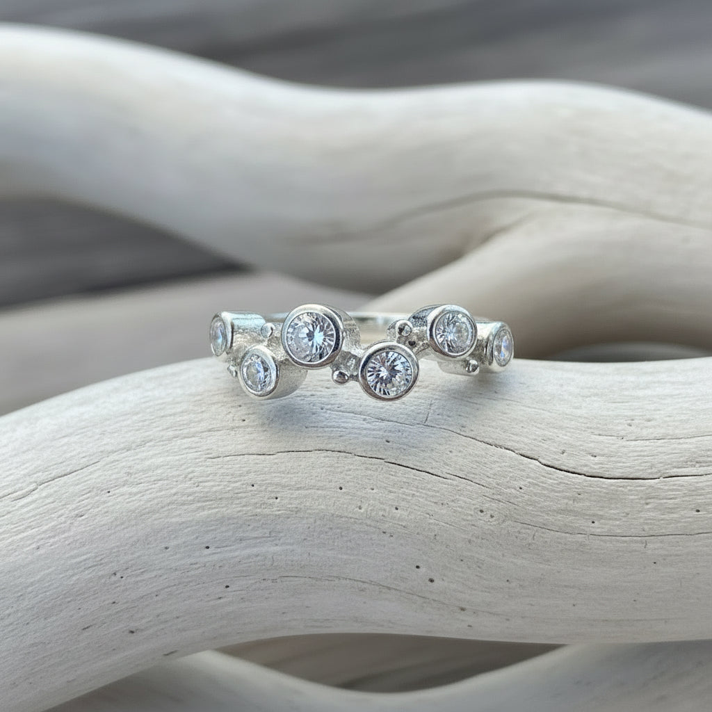 Whimsical CZ and Sterling Silver Ring