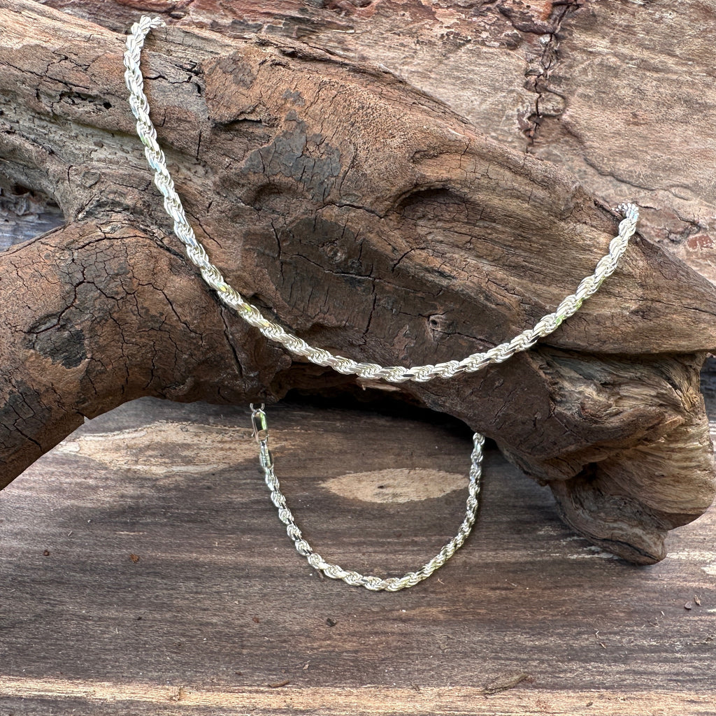 Sterling Silver Diamond Cut Rope Chain