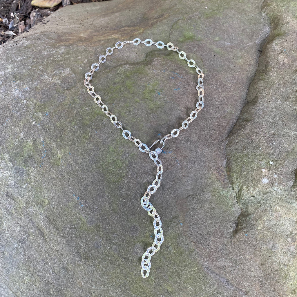 Sterling Silver Hammered Link Chain Necklace