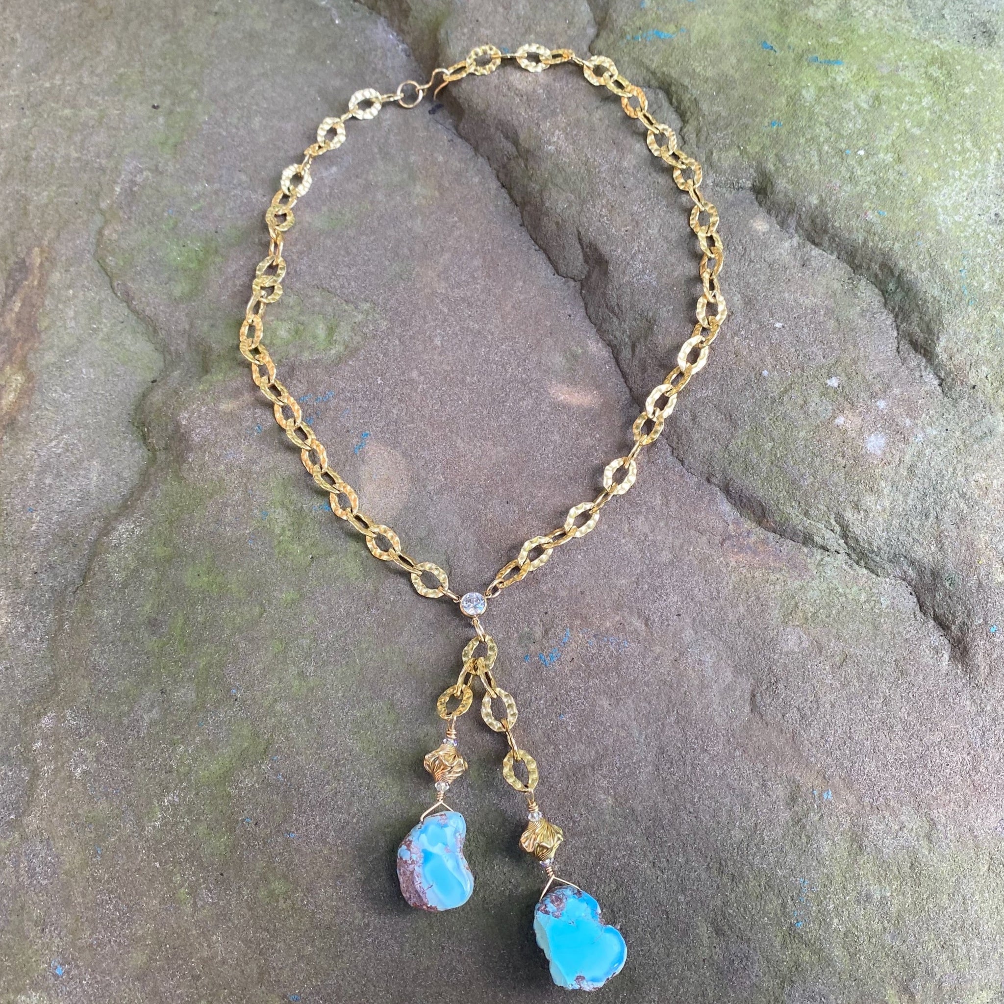 14k GF Chain with top Turquoise Pendant