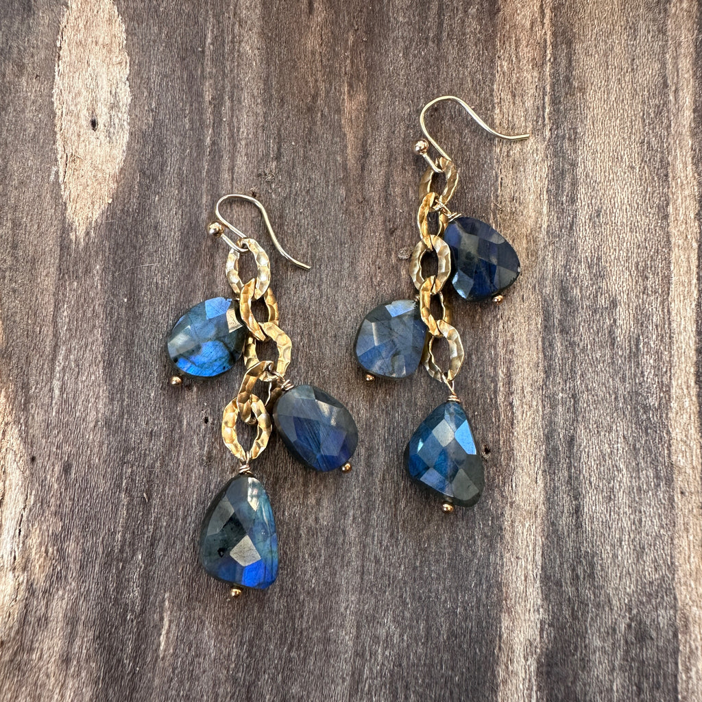 Faceted Blue Labradorite Waterfall Earrings