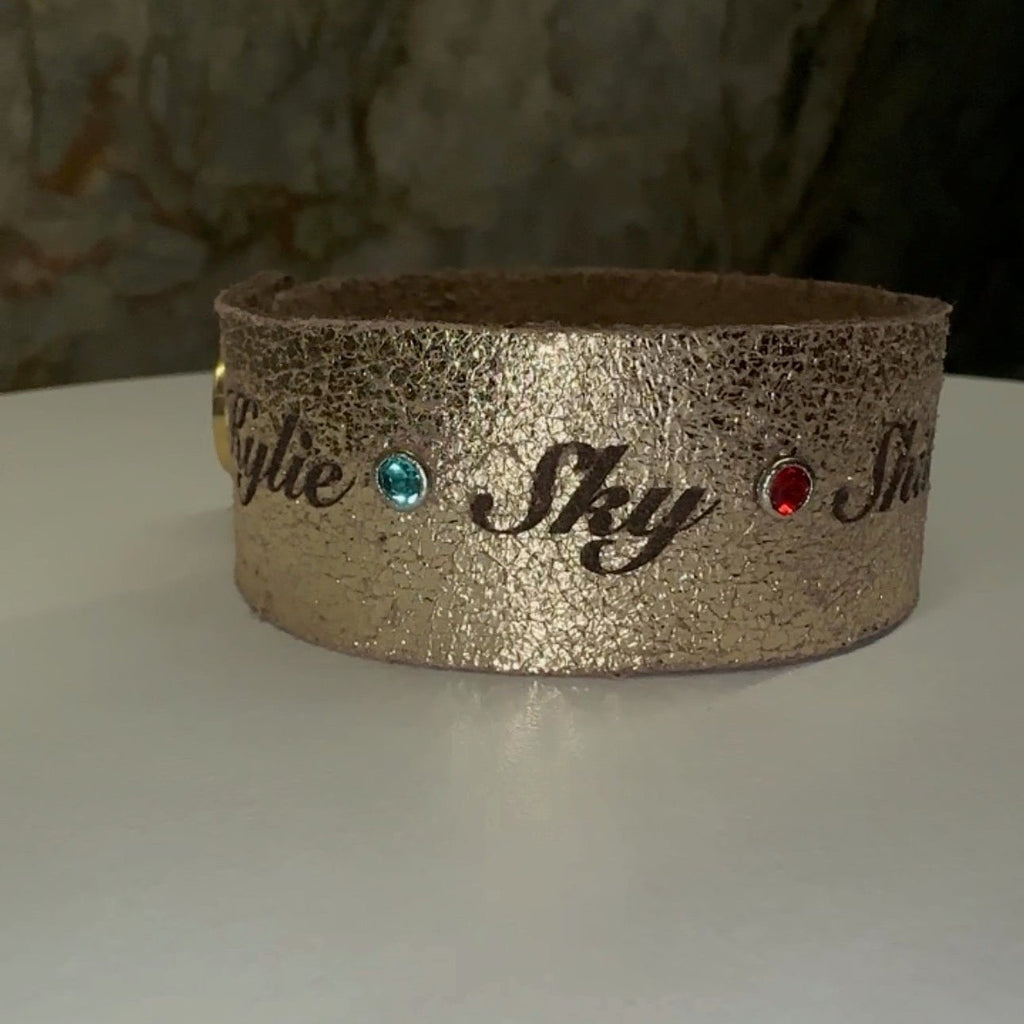 Genuine Leather Name and Birthstone Bracelet