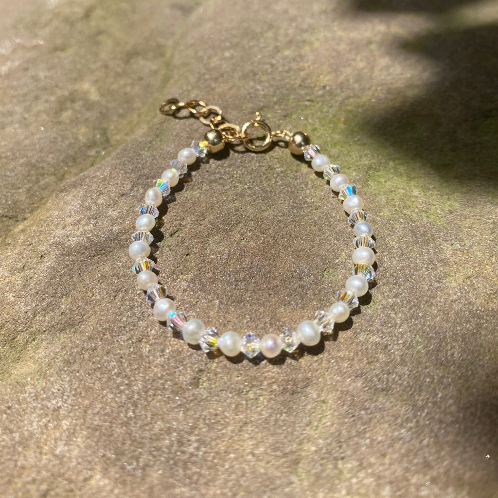 Tiny Pearl and Crystal Baby Bracelet