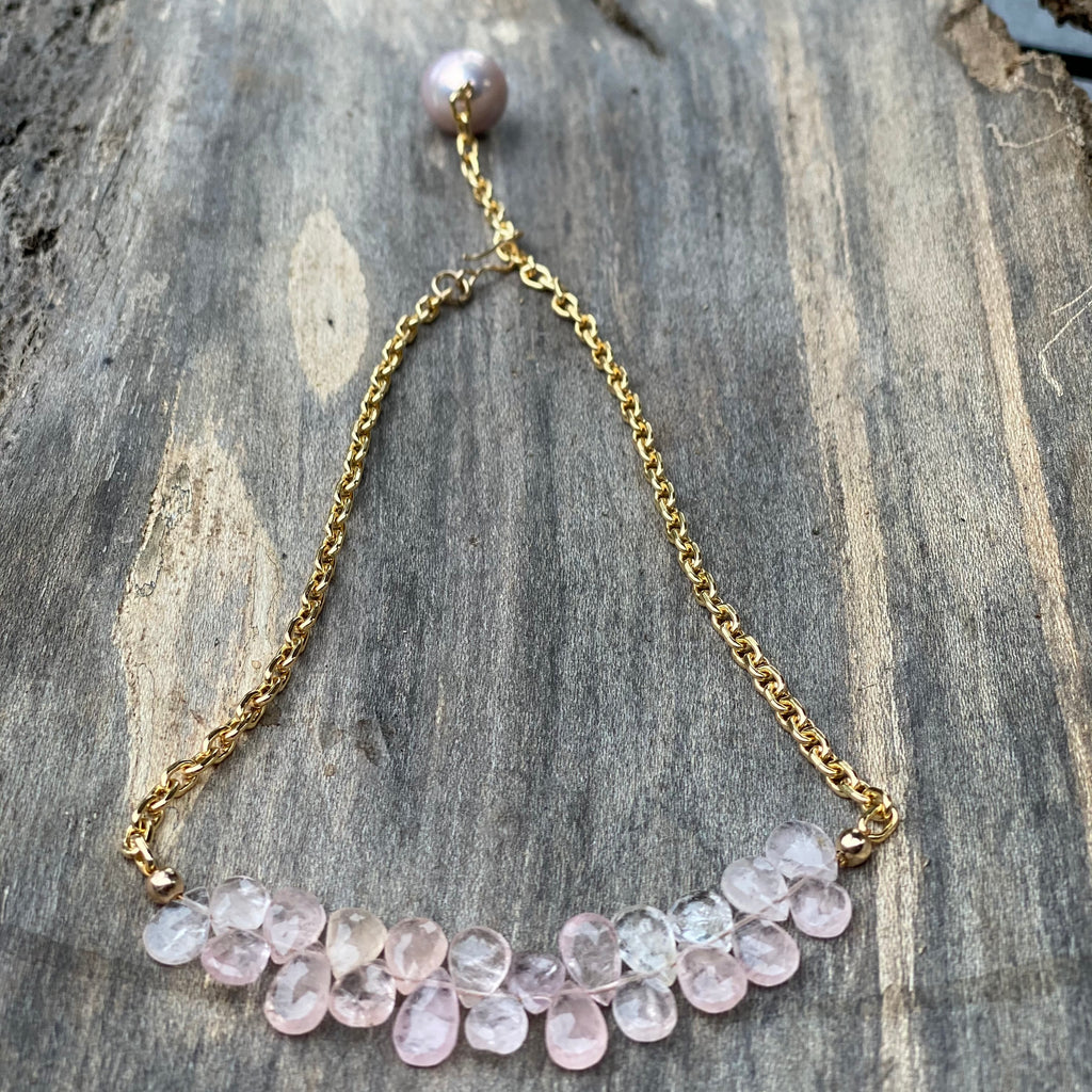 14K GF Morganite and Pink Pearl Necklace