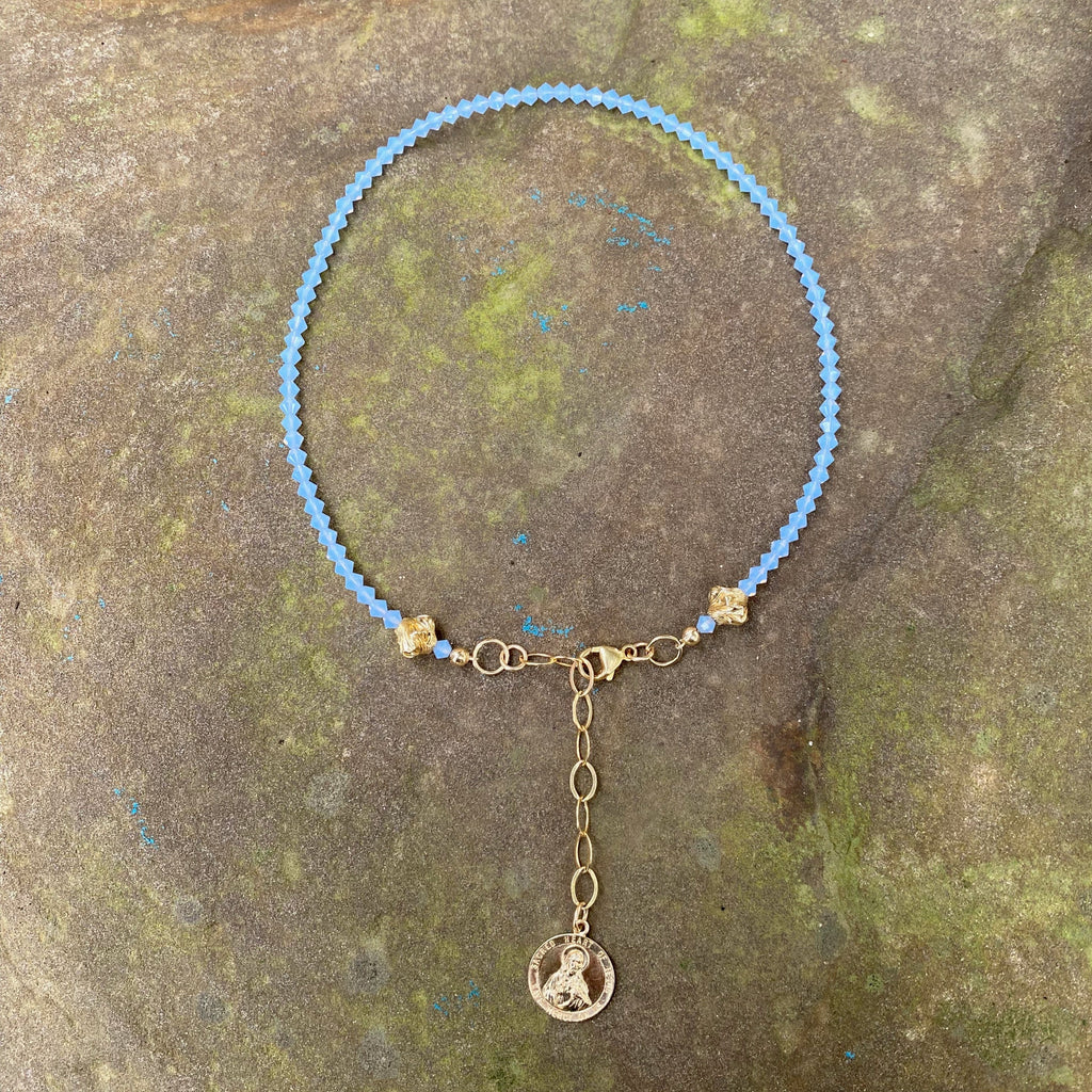 14K GF Opal Blue Swarovski Crystal Necklace