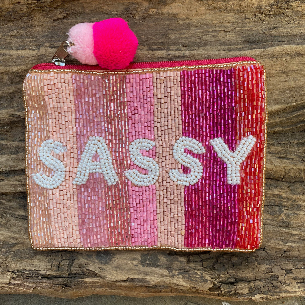 Pink Beaded Sassy Pouch