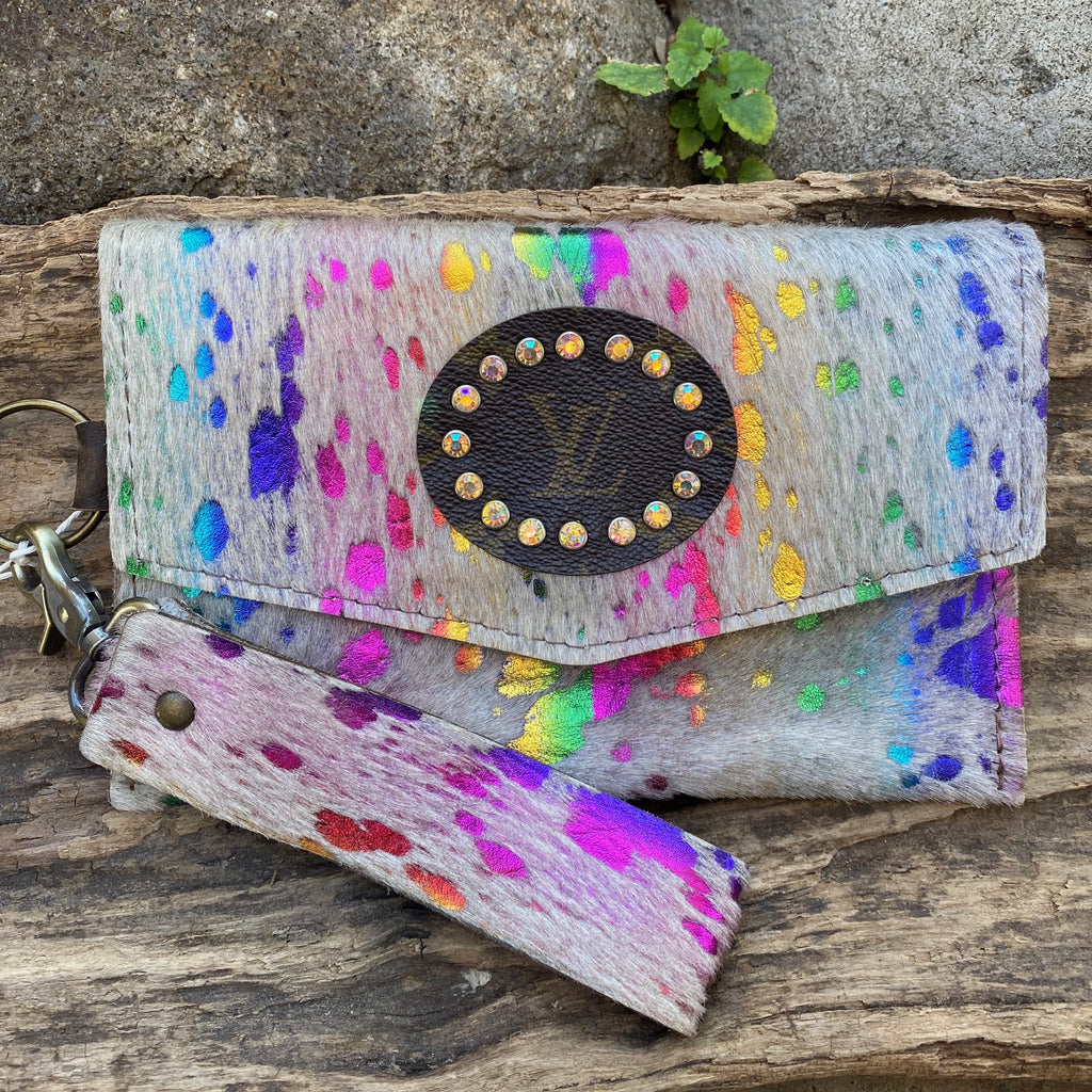 Multi Colored Leather Wristlet Wallet