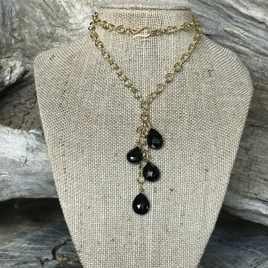 The Stormy 14KGF and Faceted Black Spinel Necklace