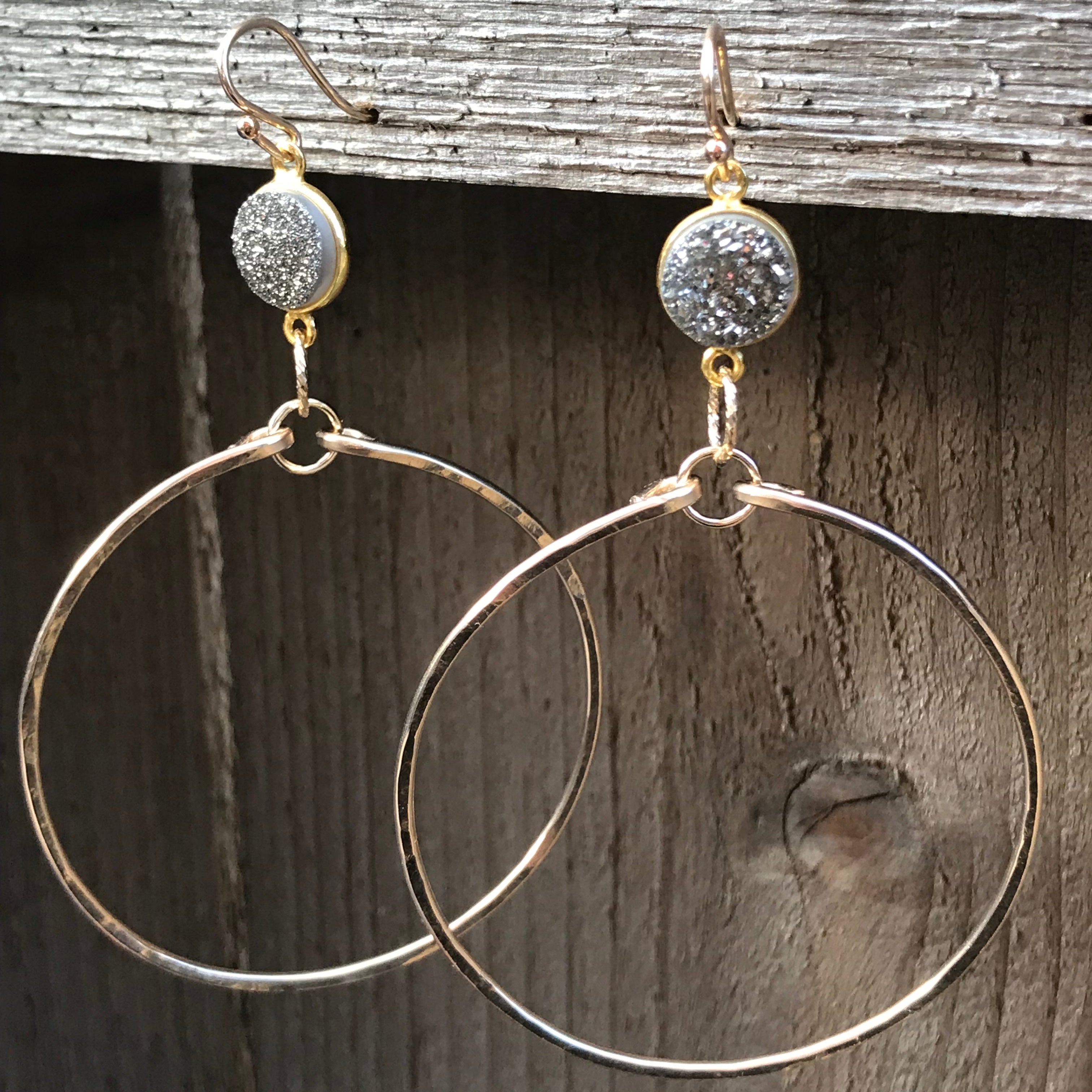 14K GF Druzy Hoops