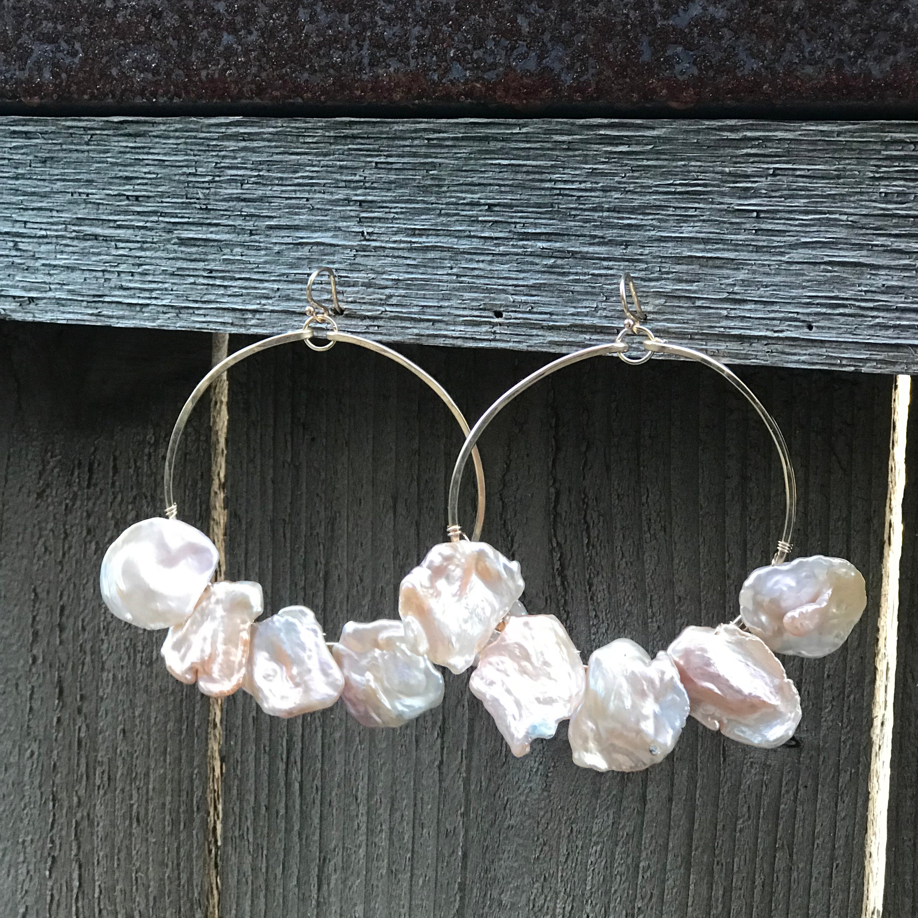 14K GF Keshi Pearl Hoop Earrings